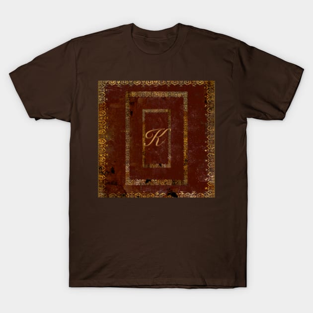 Distressed Leather Book Cover Design Initial K T-Shirt by JoolyA